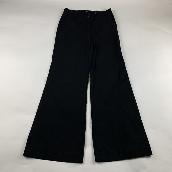 PETITE Maeve Black Twill Naomi High Rise Wide Leg Utility Chino Pant 10P